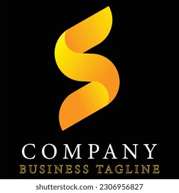 Initial Logo of the letter S with gold color gradation