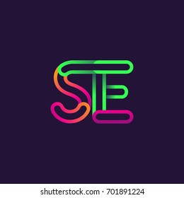 initial logo letter SE, linked outline rounded logo, colorful initial logo for business name and company identity.