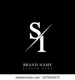 initial logo letter SI for company name black and white color and slash design. vector logotype for business and company identity.
