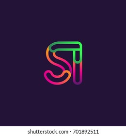initial logo letter SI, linked outline rounded logo, colorful initial logo for business name and company identity.