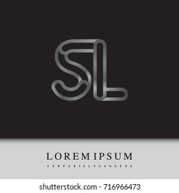 initial logo letter SL, linked outline silver colored, rounded logotype