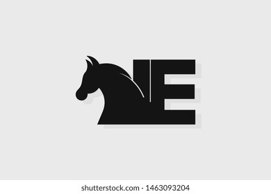 Initial logo IE letter with stallion head. The combination of letters I and E is black