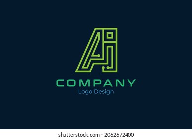 Initial A and I logo, letter A and I stands for artificial intelligence. usbale for technology and business logo,  vector illustration
