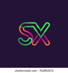 initial logo letter SX, linked outline rounded logo, colorful initial logo for business name and company identity.
