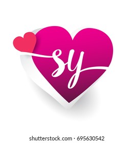 initial logo letter SY with heart shape red colored, logo design for wedding invitation, wedding name and business name.