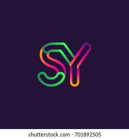 initial logo letter SY, linked outline rounded logo, colorful initial logo for business name and company identity.
