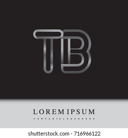 initial logo letter TB, linked outline silver colored, rounded logotype