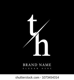 initial logo letter TH for company name black and white color and slash design. vector logotype for business and company identity.
