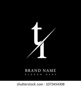 initial logo letter TI for company name black and white color and slash design. vector logotype for business and company identity.
