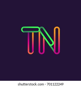 initial logo letter TN, linked outline rounded logo, colorful initial logo for business name and company identity.