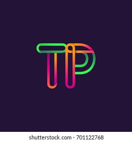 initial logo letter TP, linked outline rounded logo, colorful initial logo for business name and company identity.