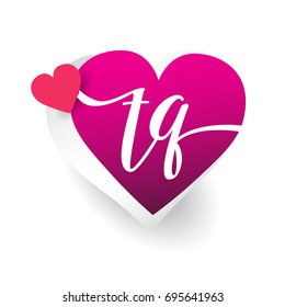 initial logo letter TQ with heart shape red colored, logo design for wedding invitation, wedding name and business name.