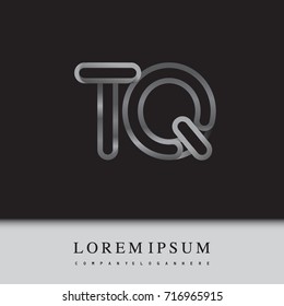 initial logo letter TQ, linked outline silver colored, rounded logotype