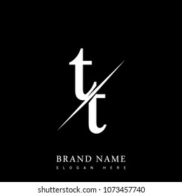 initial logo letter TT for company name black and white color and slash design. vector logotype for business and company identity.
