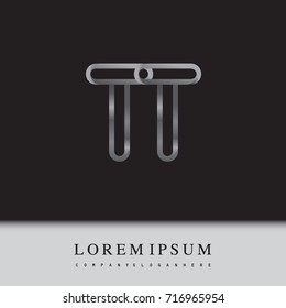 initial logo letter TT, linked outline silver colored, rounded logotype