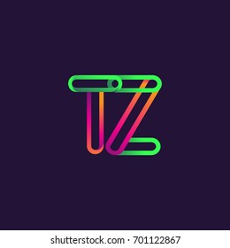 initial logo letter TZ, linked outline rounded logo, colorful initial logo for business name and company identity.
