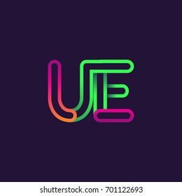 initial logo letter UE, linked outline rounded logo, colorful initial logo for business name and company identity.