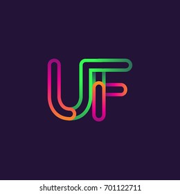 initial logo letter UF, linked outline rounded logo, colorful initial logo for business name and company identity.