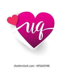 initial logo letter UQ with heart shape red colored, logo design for wedding invitation, wedding name and business name