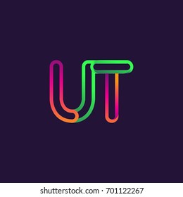 initial logo letter UT, linked outline rounded logo, colorful initial logo for business name and company identity.
