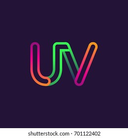 initial logo letter UV, linked outline rounded logo, colorful initial logo for business name and company identity.