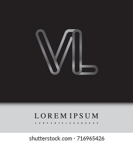 initial logo letter VL, linked outline silver colored, rounded logotype