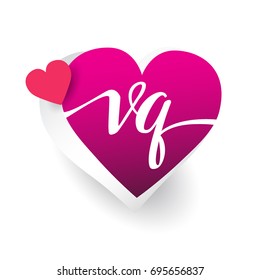 initial logo letter VQ with heart shape red colored, logo design for wedding invitation, wedding name and business name.