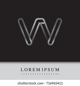 initial logo letter VV, linked outline silver colored, rounded logotype