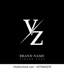 initial logo letter VZ for company name black and white color and slash design. vector logotype for business and company identity.
