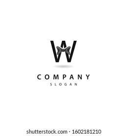 Initial logo letter W with icon bow tie vector design