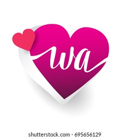 initial logo letter WA with heart shape red colored, logo design for wedding invitation, wedding name and business name.