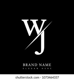 initial logo letter WJ for company name black and white color and slash design. vector logotype for business and company identity.
