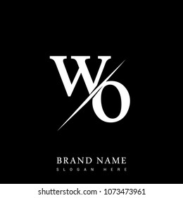 initial logo letter WO for company name black and white color and slash design. vector logotype for business and company identity.