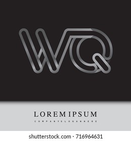 initial logo letter WQ, linked outline silver colored, rounded logotype