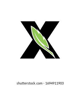 Initial logo letter X with feathers concept.