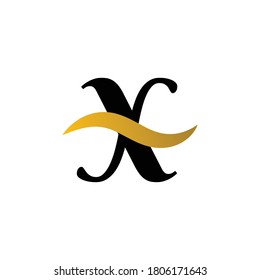 Initial Logo Letter X with gold Stripes color and white background