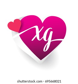 initial logo letter XG with heart shape red colored, logo design for wedding invitation, wedding name and business name.