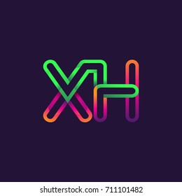 initial logo letter XH, linked outline rounded logo, colorful initial logo for business name and company identity.