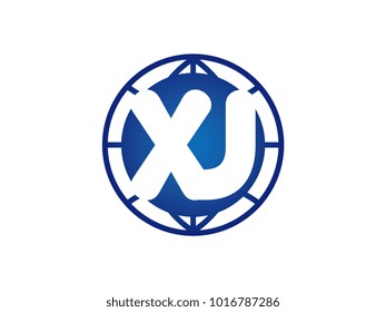 The initial logo of the letter XJ in the blue Globe