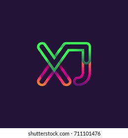 initial logo letter XJ, linked outline rounded logo, colorful initial logo for business name and company identity.