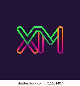 initial logo letter XM, linked outline rounded logo, colorful initial logo for business name and company identity.