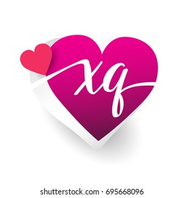 initial logo letter XQ with heart shape red colored, logo design for wedding invitation, wedding name and business name.