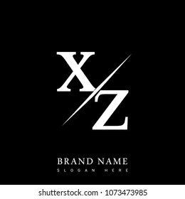 initial logo letter XZ for company name black and white color and slash design. vector logotype for business and company identity.