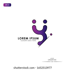 Initial logo letter Y lowercase sliced design template. Purple color gradation letter isolated on white background. Suitable for business, consulting group company. Vector Illustration. EPS 10