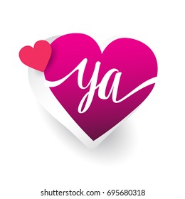 initial logo letter YA with heart shape red colored, logo design for wedding invitation, wedding name and business name.