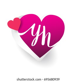 initial logo letter YH with heart shape red colored, logo design for wedding invitation, wedding name and business name.