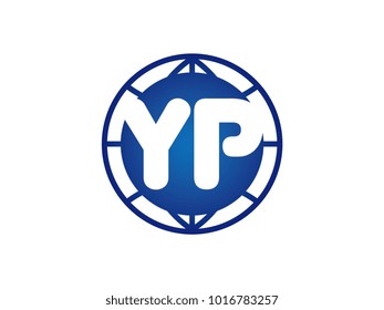 The initial logo of the letter YP in the blue Globe