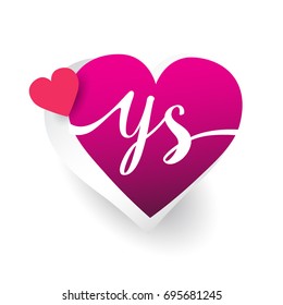 initial logo letter YS with heart shape red colored, logo design for wedding invitation, wedding name and business name.