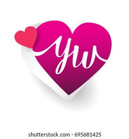 initial logo letter YW with heart shape red colored, logo design for wedding invitation, wedding name and business name.