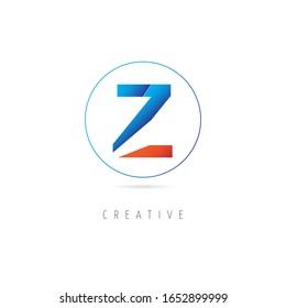 The initial logo of the letter Z with the concept in a circle and cut